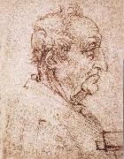 LEONARDO da Vinci Profile of an old man oil painting artist